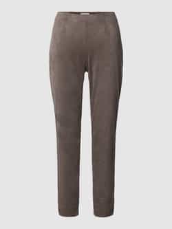 Seductive Slim Fit Imitatie Suède Aantrekbroek Brown Dames