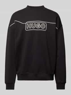 Hugo Blue Sweatshirt met labelstitching model ´Noideryos'