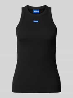 OTTO HUGO Blue Tanktop Easy Tank Ribstof van katoenmix met elastaan