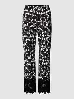 Marc Cain Jerseybroek met olifantenmotief en kant Black Dames