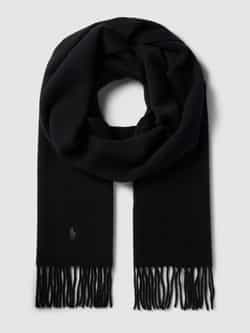 Polo Ralph Lauren Sjaal van kasjmier met logostitching model 'FRINGE'