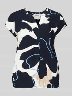 Tom Tailor Loose fit blouse met korte mouwen van pure viscose met tuniekkraag