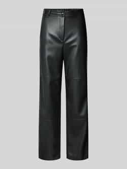 MaxMara Leisure Straight fit stoffen broek in leerlook 'STRUZZO'