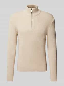 SELECTED HOMME Heren Truien & Vesten Slhtheo Ls Knit Structure Half Zip Beige