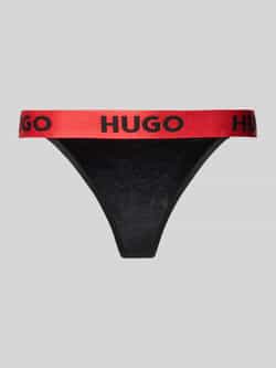 HUGO underwear String S. VELVET 10 met contrasterende logo-tailleband