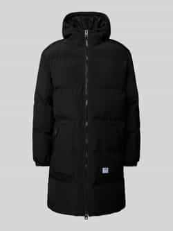 Hugo Blue Gewatteerde lange jas van viscose met capuchon model 'Brooky'
