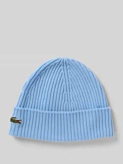 Lacoste Blauwe Gebreide Muts met Krokodil Borduursel Blue Heren