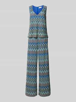 Vera Mont Zigzag Jumpsuit met V-hals Blue Dames