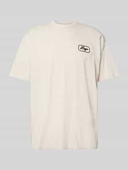 Hugo Blue T-shirt met labelstitching model 'Nampie'