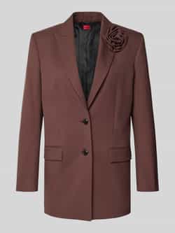 HUGO Relaxed fit lange blazer met bloemenbroche model 'AROSEA'