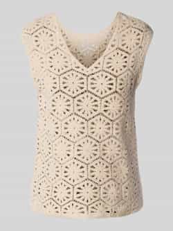 S.Oliver BLACK LABEL Regular fit gehaakte top van katoenmix