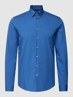 Calvin Klein Businessoverhemd POPLIN STRETCH SLIM SHIRT met kent-kraag logoprint op borsthoogte