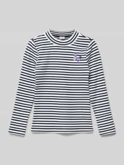S.Oliver gestreepte longsleeve donkerblauw Meisjes Stretchkatoen Ronde hals 116 122