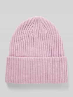 Pieces Beanie van ribtricot met omslag model 'HEXO'