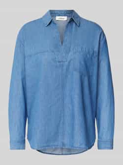 S.Oliver RED LABEL Relaxed fit jeansblouse van puur katoen met V-hals