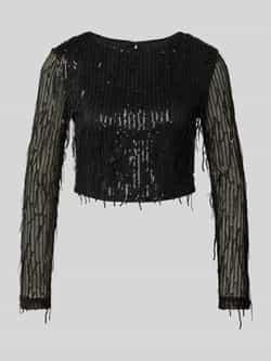 Only Regular fit korte top met franjes met pailletten model 'SPACEY'