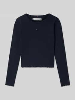 Tommy Hilfiger longsleeve ESSENTIAL RIB donkerblauw Zwart Meisjes Stretchkatoen Ronde hals 110