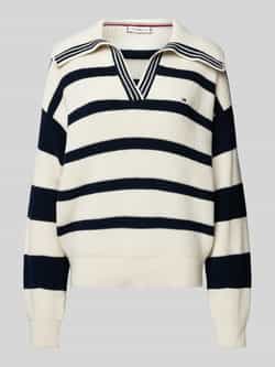 Tommy Hilfiger Trui met polokraag CO CARDI STITCH OPEN POLO SWT LS met parelvangpatroon polokraag logo-borduursel