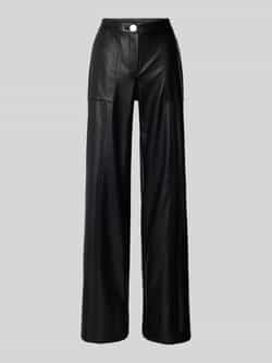 Armani Exchange Broek met satijnen afwerking en wijde pijpen Black Dames