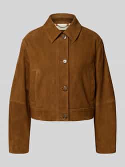 Boss Orange Regular fit leren jack met platte kraag