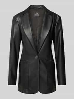 Armani Exchange Zwarte Jas met Revers Kraag Black Dames