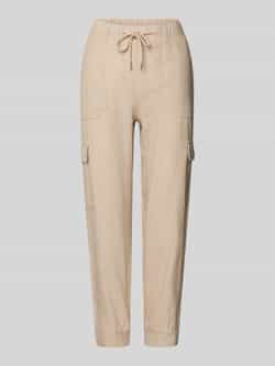 FREE QUENT Tapered fit linnen broek met cargozakken model 'Lava'