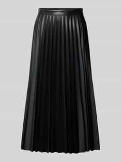 Comma Geplooide imitatieleren rok Black Dames