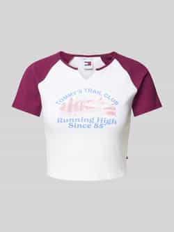Tommy Jeans Slim fit kort T-shirt met labeldetail model 'VINTAGE PREP'