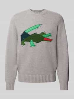 Lacoste Grijze Wollen Trui met Logoborduursel Gray Heren