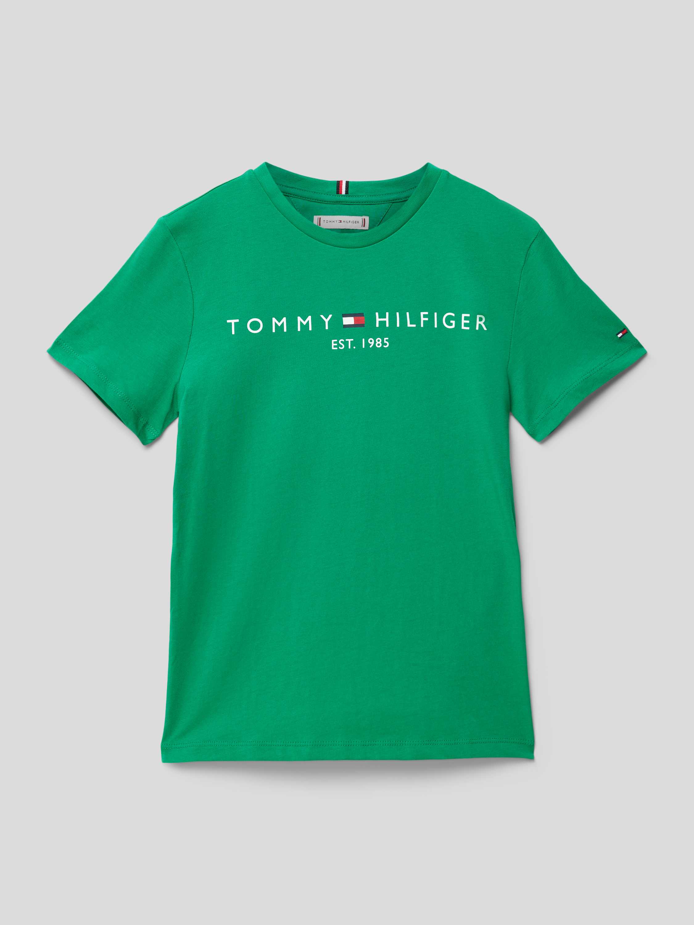 Tommy Hilfiger T-shirt met logo groen Katoen Ronde hals 128