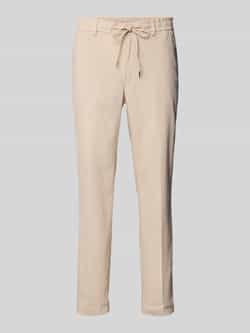 Boss Regular tapered fit linnen broek met tunnelkoord model 'Kane'