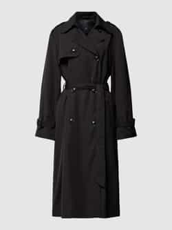 WITHBLACK Lange jas met stoffen ceintuur