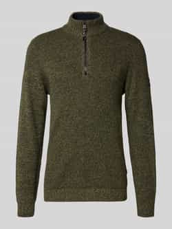 Camel active Slim fit schipperstrui met ritssluiting model 'Mouline'