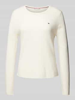 Tommy Hilfiger Gebreide trui SOFT WOOL C-NK SWEATER met logoborduring van 100% wol