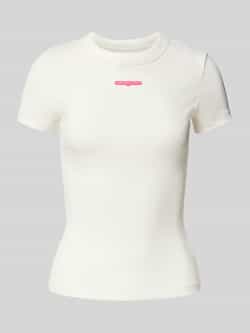 Tommy Jeans Slim fit T-shirt van ribstof