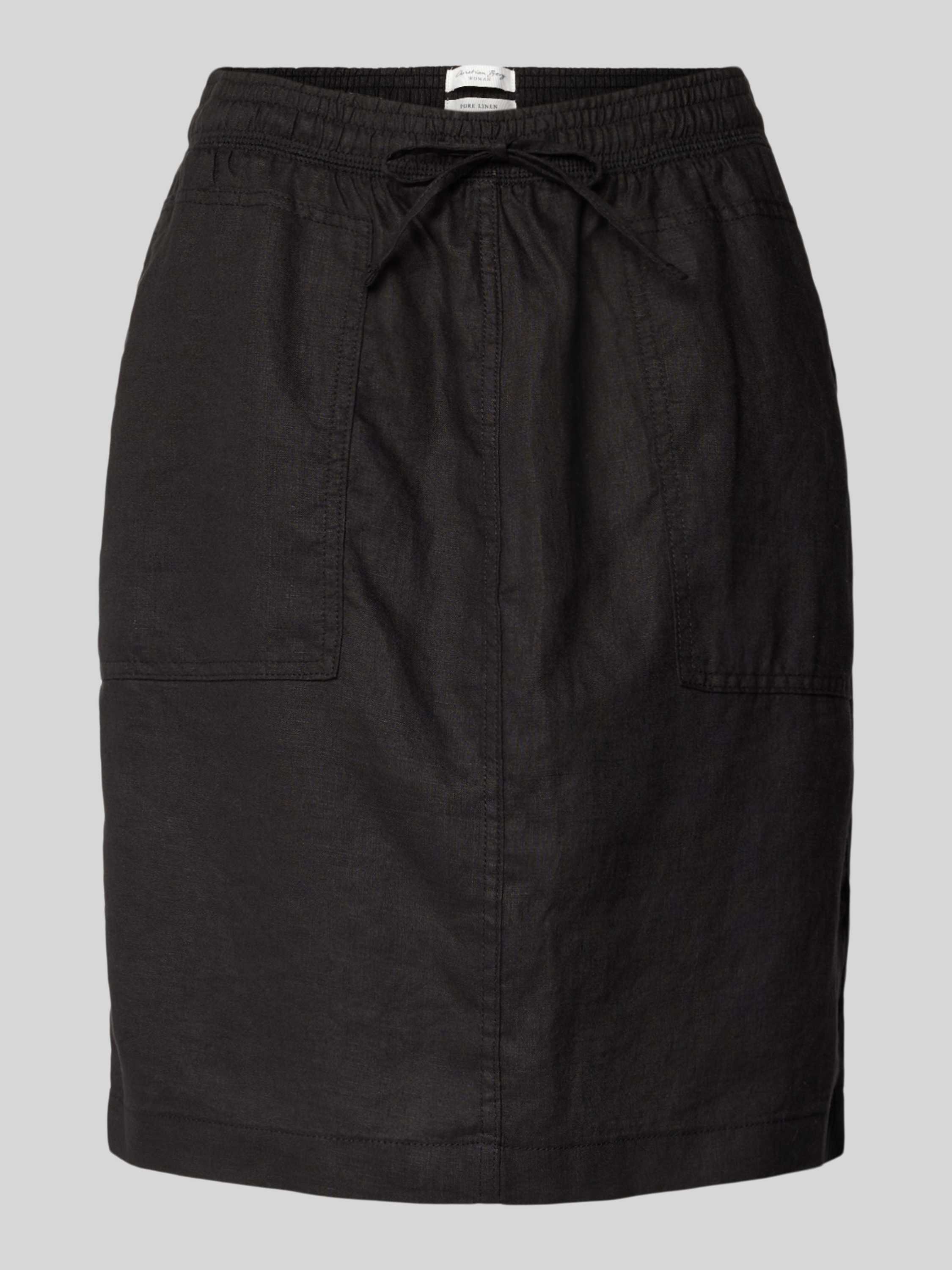 Christian Berg Woman Knielange linnen rok met opgestikte zakken