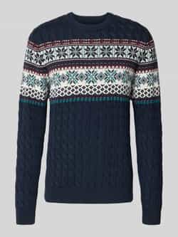 Noorse trui donkerblauw Noors patroon • Prijs € 22,99 • online shop