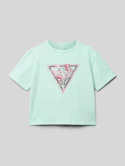 Guess T-shirt met geribde ronde hals