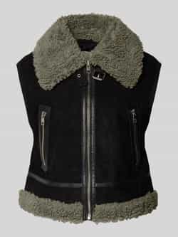 Marc O'Polo DENIM Leren gilet met ritszakken opzij