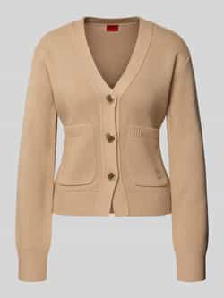 HUGO Slim fit gebreid jack van scheerwolmix model 'SELOSINA'