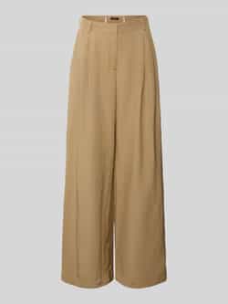 MORE & MORE Stoffen broek van een mix van viscose en linnen met plooien