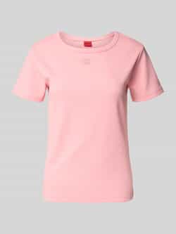 HUGO T-shirt met ronde hals en labelstitching