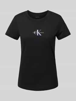 Calvin Klein Jeans T-shirt met labelprint en geribde ronde hals
