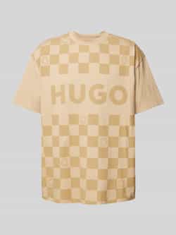 Hugo Blue T-shirt met labelprint model 'Narliparo'