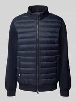 Tommy Hilfiger Blauwe Gewatteerde Jas Mix Media Stand Kraag Blue Heren