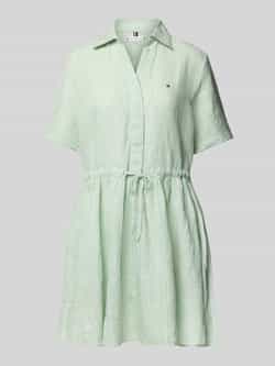 Tommy Hilfiger Jurk met overhemdkraag ESS LINEN S S SHORT DRESS met tunnelkoord in de taille met rugplooi koel premium linnen
