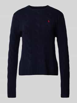 Polo Ralph Lauren Navy Blue Klassieke Kabel Gebreide Trui Blue Dames