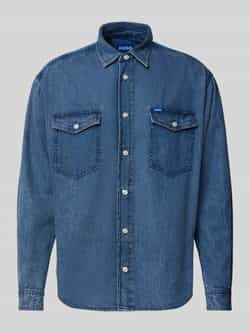Hugo Blue Regular fit jeansoverhemd met borstzakken model 'Ebino'