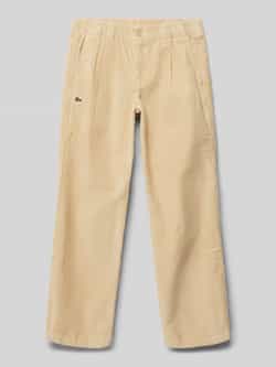 Lacoste Regular fit corduroybroek met labelpatch