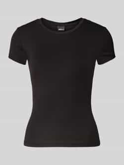 Gina Tricot T-shirt van een mix van viscose en elastaan met ronde hals